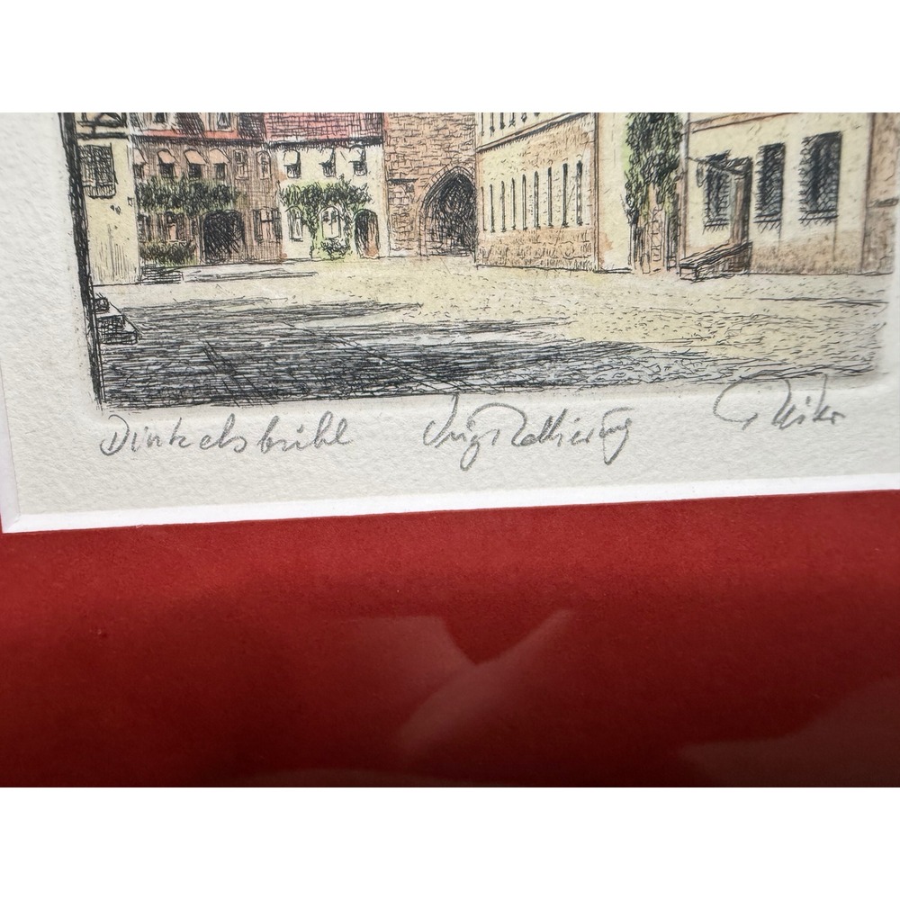 Pair of Signed Inge Reith & G. Miko Etchings Dinkelsbühl Germany Medieval Town - Picture 9 of 13